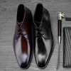 Classic Man Handmade Formal Dress Shoes Genuine Leather Round Toe Lace up Men's High-Top Cowboy Riding Ankle Boots SS403