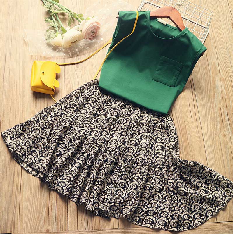 Children Clothing 2020 Summer Toddler Girls Clothes T-shirt+Skirt Outfit Kids Tracksuit Suits For Girls Clothing Sets 5 6 7 Year