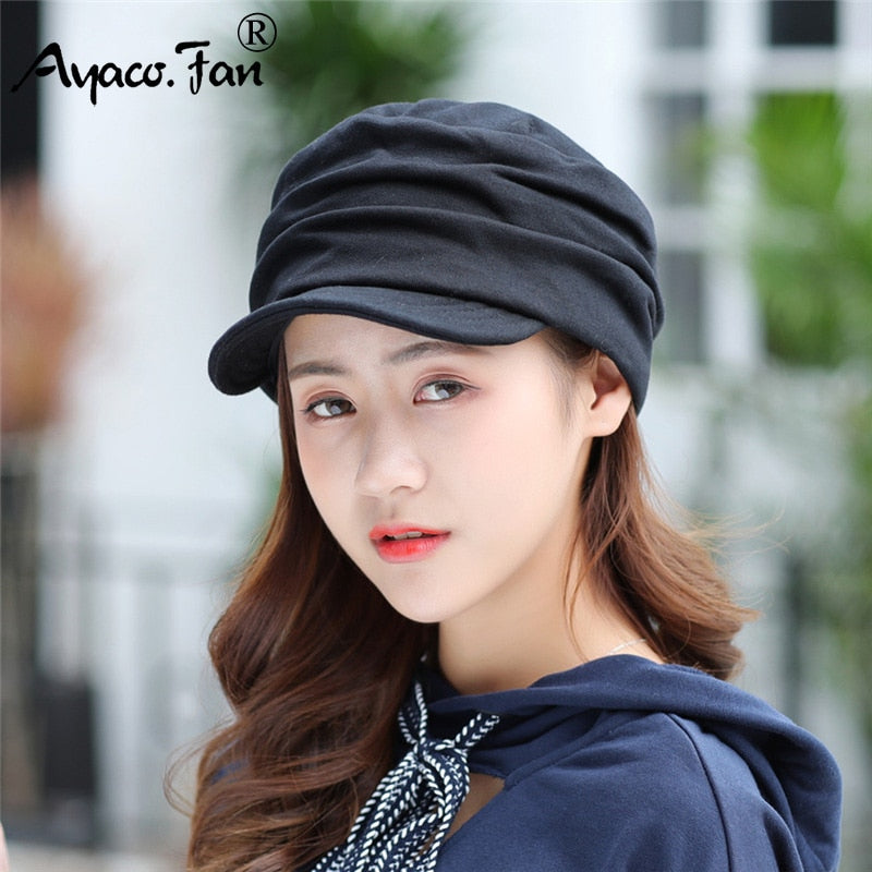 New Women Winter Hat Warm Visors Knitted Hats For Woman Female Girls Black Simple Cap Autumn And Winter Ladies Fashion Hat
