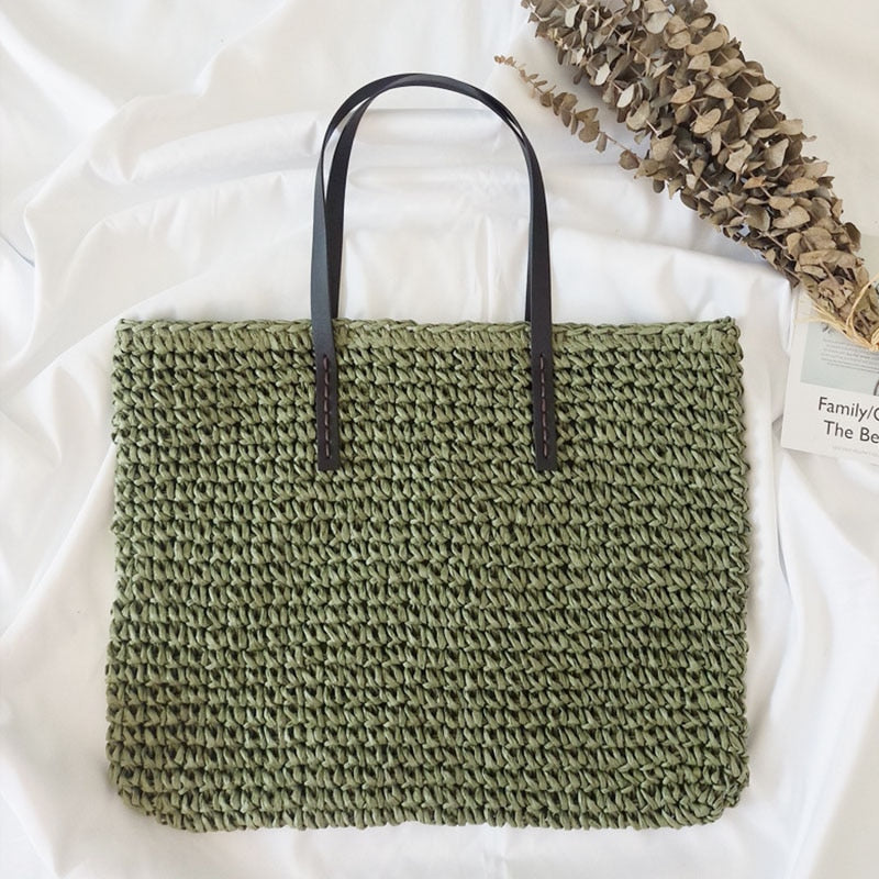 Women Straw Beach Bag Vogue Travel Holiday Vacation Leisure Handmade Woven New Tote Shopping Large Capacity Ladies Shoulder Bags