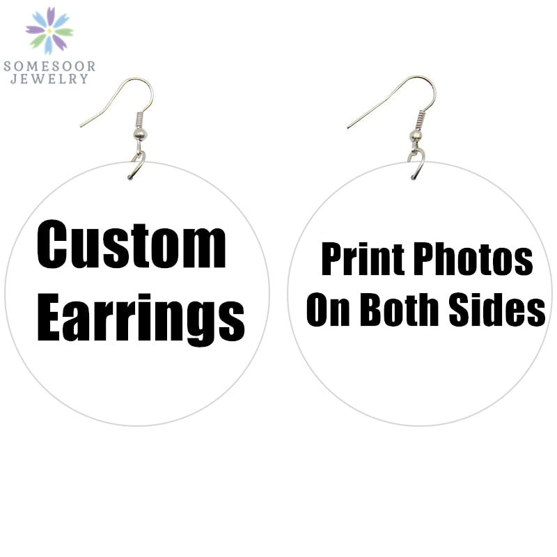 SOMESOOR Vinatge African Headwrap Woman Wood Drop Earrings Afrocentric Ethnic Boths Side Painting Jewelry For Blacks Gifts 1Pair