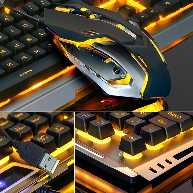 VKTECH 104 keys Gaming Mechanical Keyboard Mouse Set USB Wired Ergonomic RGB Backlight Keyboard Mice Combo For Laptop Desktop PC - Surprise store