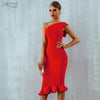 Adyce 2020 New Summer Women Bandage Dress Vestidos One Shoulder Sleeveless Ruffles Nightclub Dress Celebrity Evening Party Dress - Surprise store