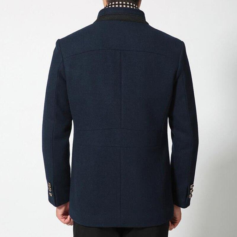 Men's Wool Coat Winter Cashmere Jacket Men Casual Windbreaker Long Slim Fit Trench Coat Thick Woolen With Detachable Scarf Coats - Surprise store