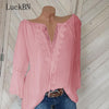 5XL Large Size Blouse 2020 Spring Autumn Lace Casual Blouses Femme Shirt Women V-neck Top Female White Blouse Long Sleeve Shirts - Surprise store