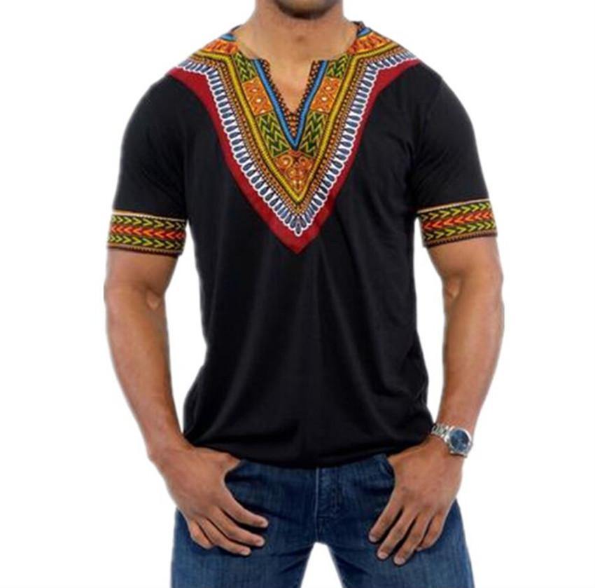 2018 Fashion Mens African Clothes Tops Tee Shirt Homme Africa Dashiki Dress Clothing Brand Casual Short Sleeve T Shirt for Men - Surprise store
