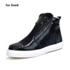 Winter Shoes Men Fashion Bling High Top Zipper Men Sneakers Height Increasing PU Leather Fur Lined Cotton Men Shoes Size 39-44 - Surprise store