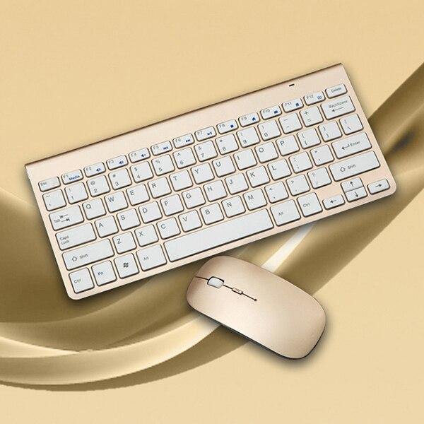 2.4Ghz Ultra-Thin Wireless Keyboard And Mouse Combo With USB Receiver Mouse Keyboard set For Apple PC WindowsXP/7/8/10(gold) - Surprise store