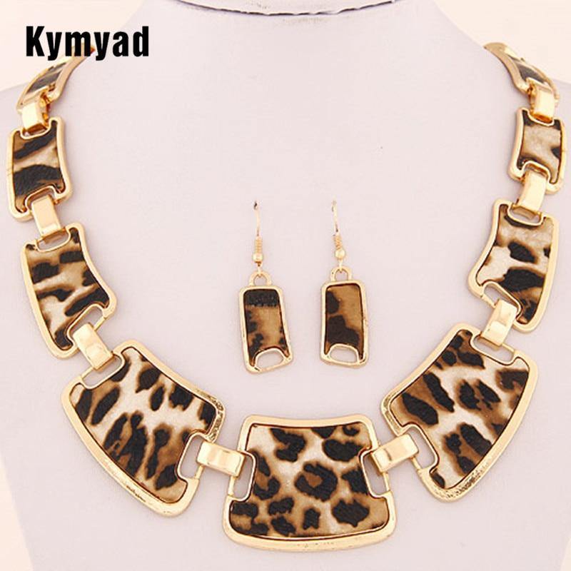 Kymyad Jewellery Sets Fashion Popular Elegant Punk Geometric Leopard Link Chain Necklace Earring Sets Fashion Women Accessories - Surprise store