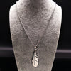 2021 Fashion Feather Stainless Steel Long Necklace for Men Gold Color Necklace Jewelry Gift acero inoxidable N1039S02