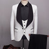 PYJTRL Mens Fashion Big Shawl Lapel 3 Pieces Set Pink Red Blue White Black Wedding Groom Suits Quality Jacquard Banquet Tuxedo