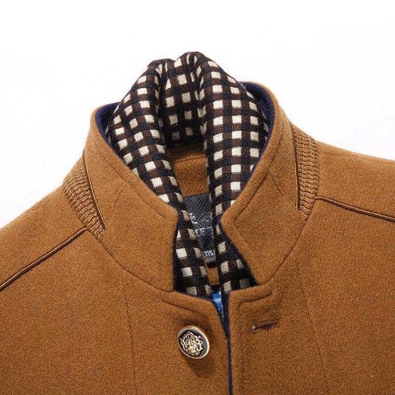 Men's Wool Coat Winter Cashmere Jacket Men Casual Windbreaker Long Slim Fit Trench Coat Thick Woolen With Detachable Scarf Coats - Surprise store