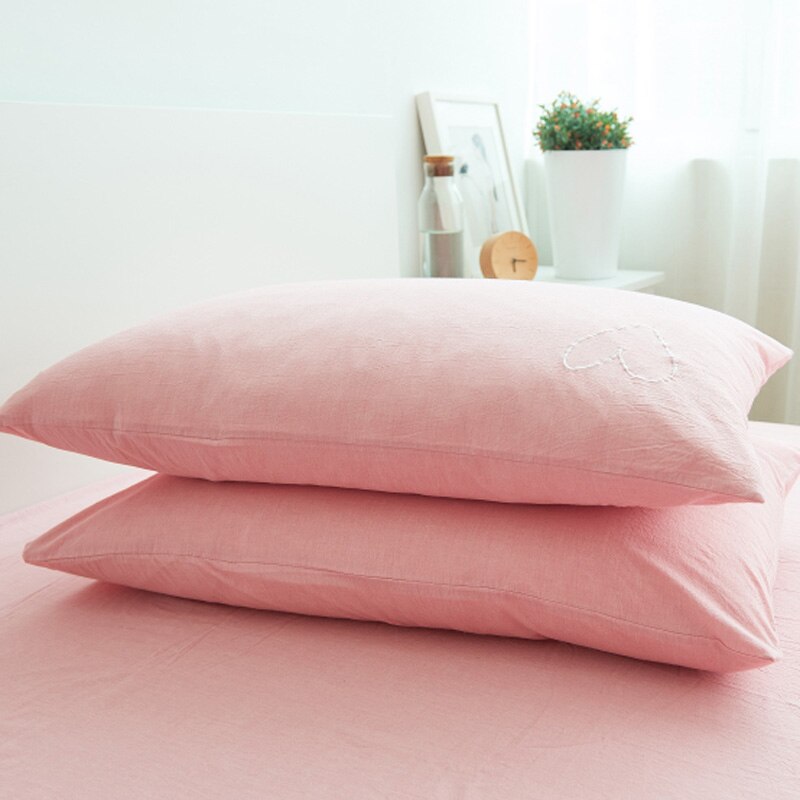 100% Cotton Embroidered Pillow Case Pink/White Love Heart Bedroom Decorative Pillowcase 1 PC Pillow Cover 48x74cm