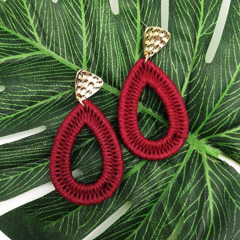 Dandie Fashionable knitting with metallic earrings, personality, trend, female fashion accessories - Surprise store