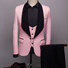 PYJTRL Mens Fashion Big Shawl Lapel 3 Pieces Set Pink Red Blue White Black Wedding Groom Suits Quality Jacquard Banquet Tuxedo