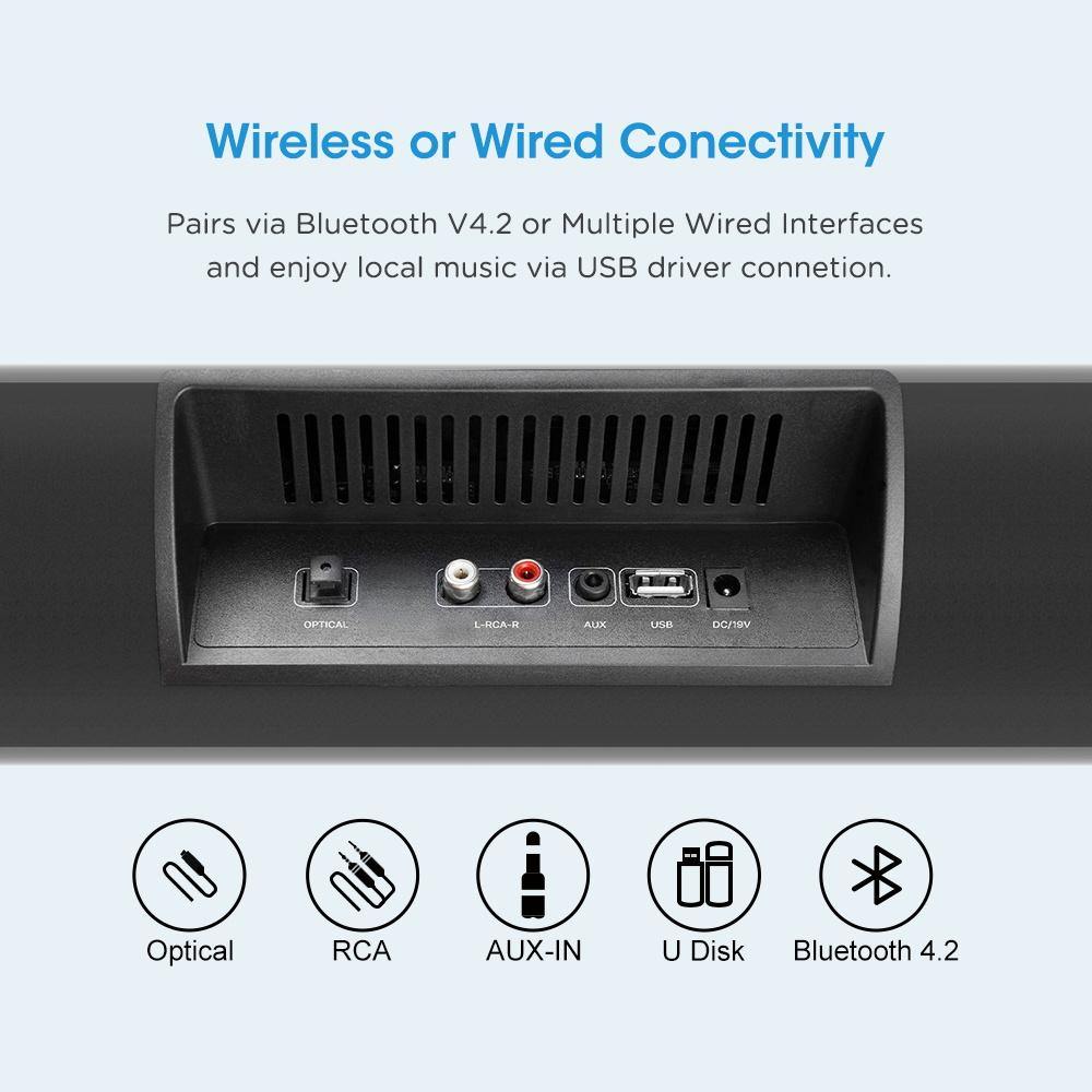 ELE ELEOPTION Home Theater 2.0 Sound System 100W Soundbar TV Bluetooth Speaker Support Optical AUX TV Sound Bar Subwoofer For TV - Surprise store