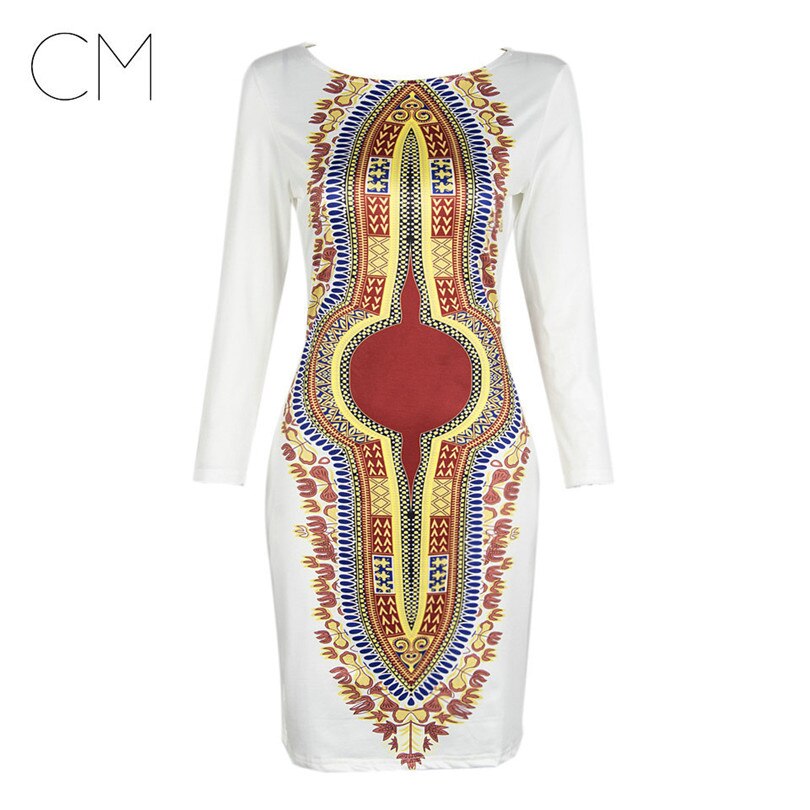 Dashiki African Dresses For Women 2019 Spring Summer Autumn Elastic Plus Size Bodycon Dress Ladies Traditional African Clothes