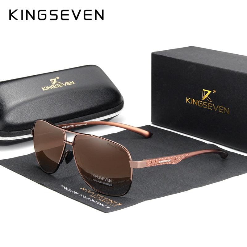 KINGSEVEN 2021 Brand Men Aluminum Sunglasses Polarized UV400 Mirror Male Sun Glasses Women For Men Oculos de sol