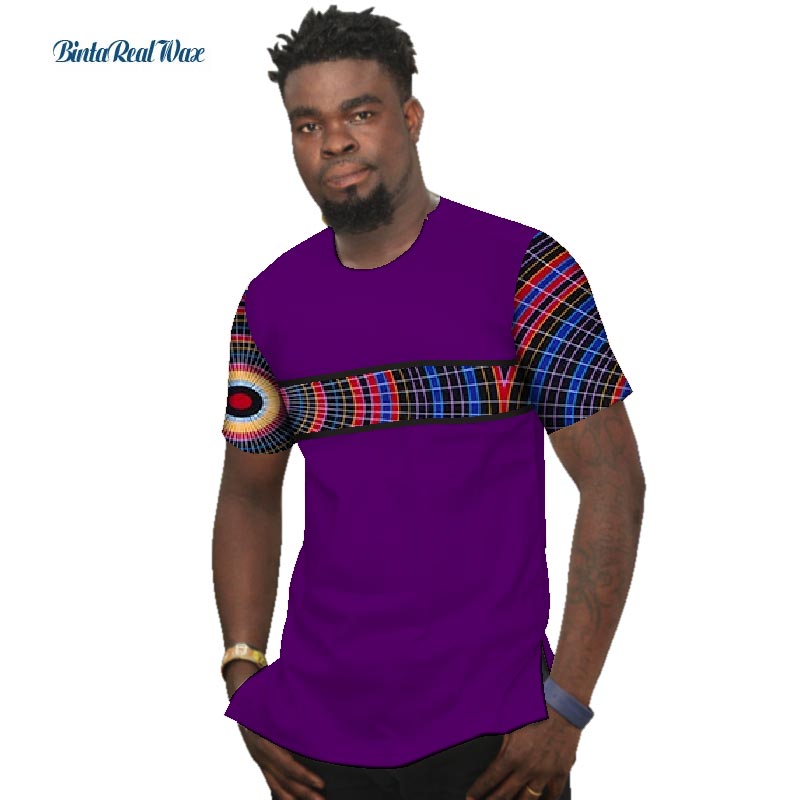 Summer Bazin Riche Men Shirt 100% Cotton Custom Dashiki African Print Patchwork Shirts Traditional African Style Clothing WYN477