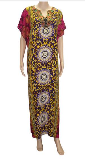 African Girl Long sleeves Dress Women's Kaftan Party Evening Clubwear With headband