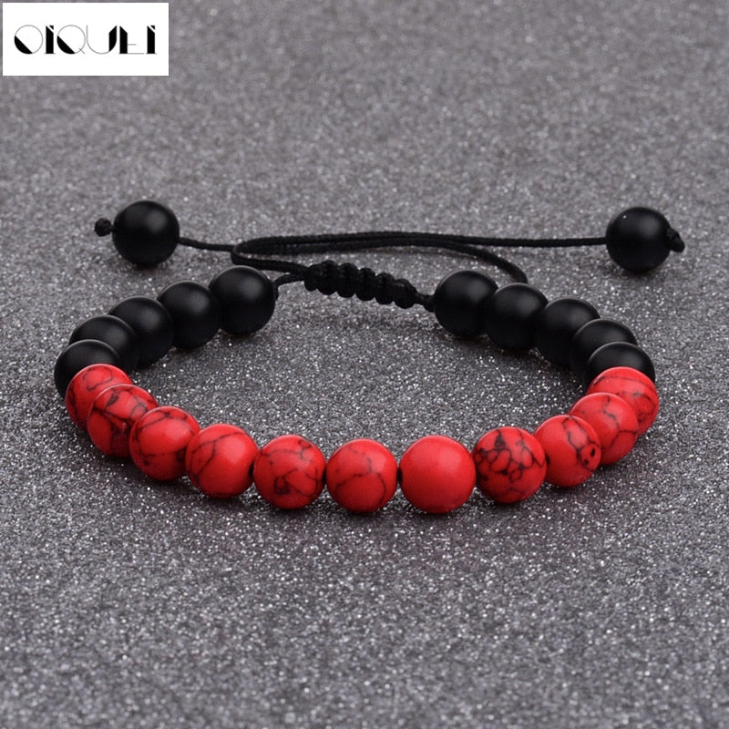OIQUEI Handmade Women Men Charm White Black Red Natural Stone briaded Bracelets with Macrame for Fashion Jewelry Drop Shipping