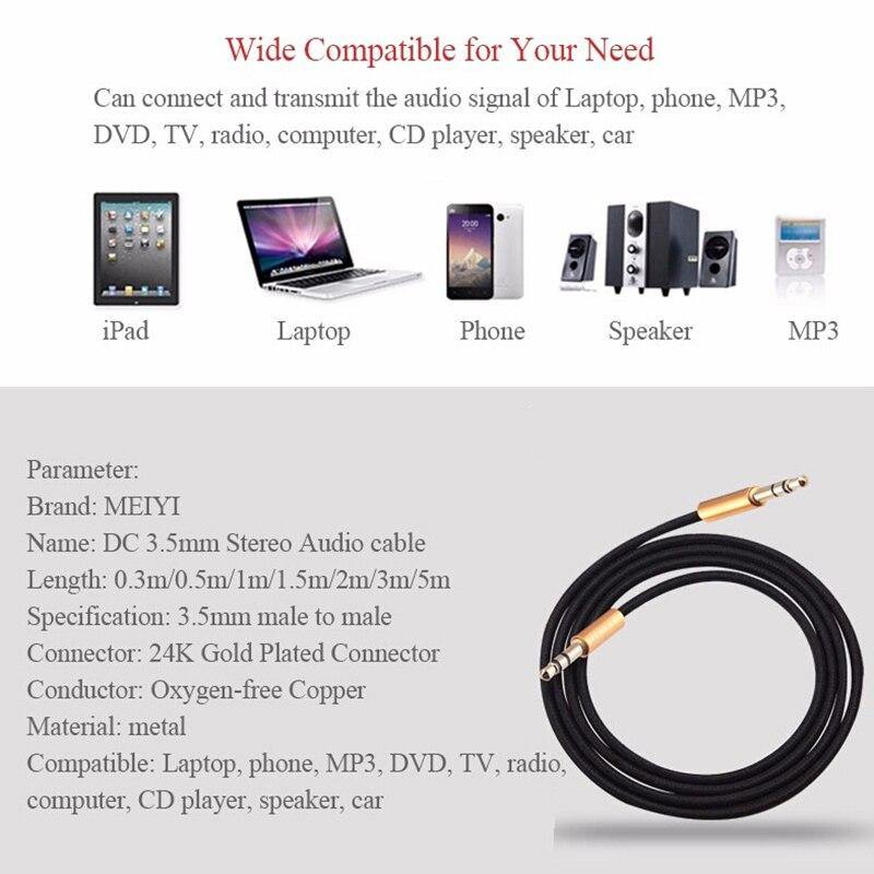 MEIYI 3.5 mm Jack Aux Audio Cable Male to Male Car Aux Cable Gold Plated Auxiliary Cable for Car / iPhones / Media Players - Surprise store