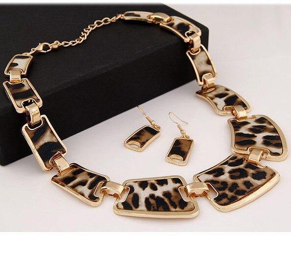 Kymyad Jewellery Sets Fashion Popular Elegant Punk Geometric Leopard Link Chain Necklace Earring Sets Fashion Women Accessories - Surprise store