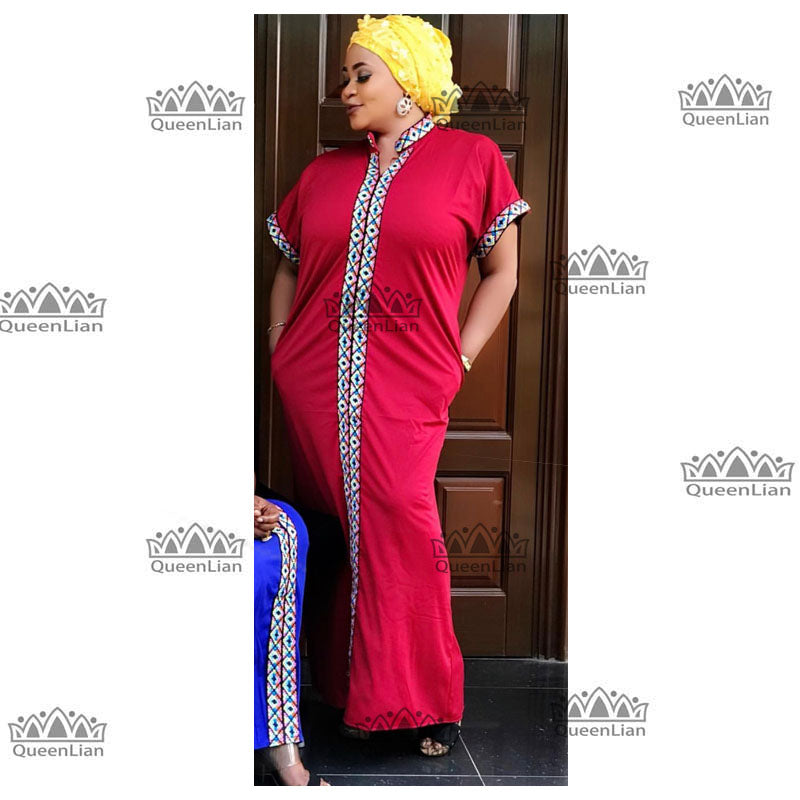 2019 SPring Traditional African Collar Long Dress bazin CLothing Women Print Loose Size with  Dashiki Dress For Lady (CP06#)
