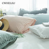 Washed Cotton Single Pillowcase White/Pink Bedroom Decorative Cute Ball Side Pillow Cases Girls Room Pillow Cover