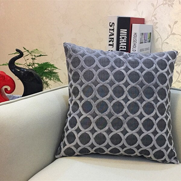 Chenille Flocking Pillow Case Cushion Cover Grey Yellow Purple Red Green Coffee Circle Home Decorative Pillow Cover 45x45cm