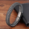 Punk Threaded Button Metal Weaving Bracelet for Men Women Stainless Steel Twining Classic Style Charm Black High Quality