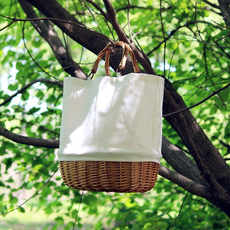 Summer New Woven Bucket Bags For Women Handbag 2020 Casual Large Capacity Simple Handbags Female Shouder Travel Bag Wild Totes