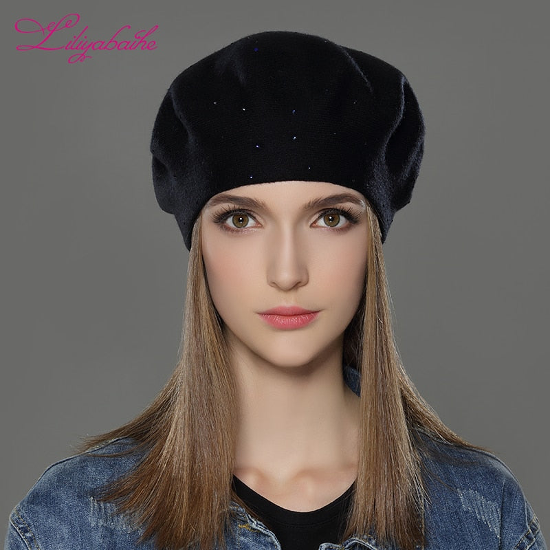 LILIYABAIHE new style Women Winter Hats wool Knitted Berets Cap the most popular decoration Thick Warm Hats for Women
