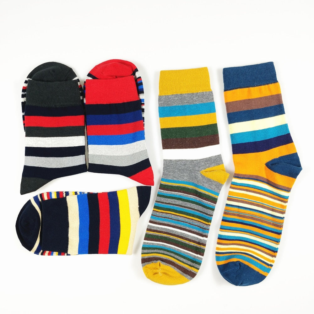 Casual Mens Socks Chromatic Stripe Five Pairs Of Socks Man With The Final Design Clothing Fashion Designer Style Cotton No Box