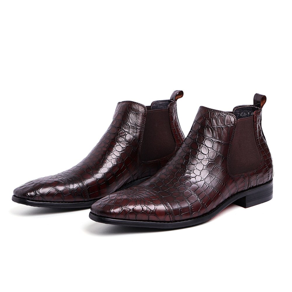Sipriks Mens Cowboy Boots Imported Italian Tan Leather Chelsea Boots Dress Shoes Crocodile Leather Stretch Ankle Boot Red Bottom