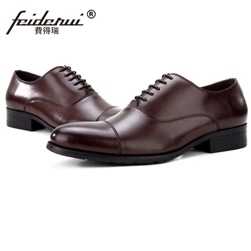 Luxury Brand Man Cap Top Formal Dress Shoes Genuine Leather Designer Party Oxfords Men's Bridal Wedding Flats For Male MG66