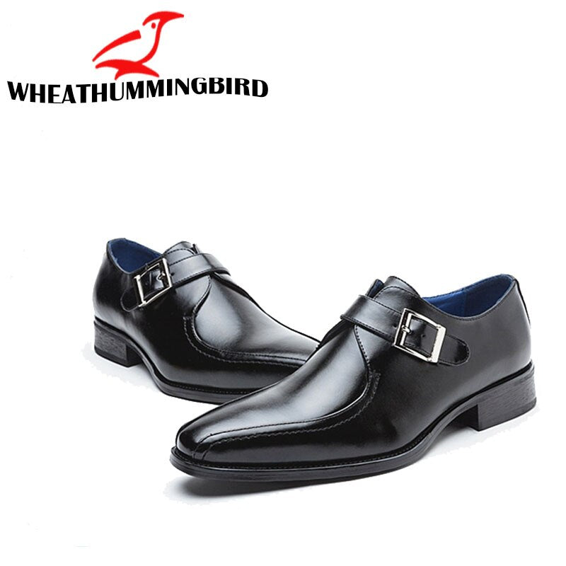 New fashion European Leather Men Brown Monk Strap Formal Shoes Office Business Wedding Suit men Dress Loafers TA-06