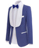 Two Pieces Royal Blue Men's Polka Dots Groomsmen Shawl Lapel Mens Suit For Wedding Bridegroom Tuxedo Prom (Blazer+Pants)