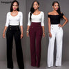 Hot Women Casual Harem Long Pants High Waist Elastic High Waist Cropped Length Ol Trousers Solid Black White Wine Red - Surprise store