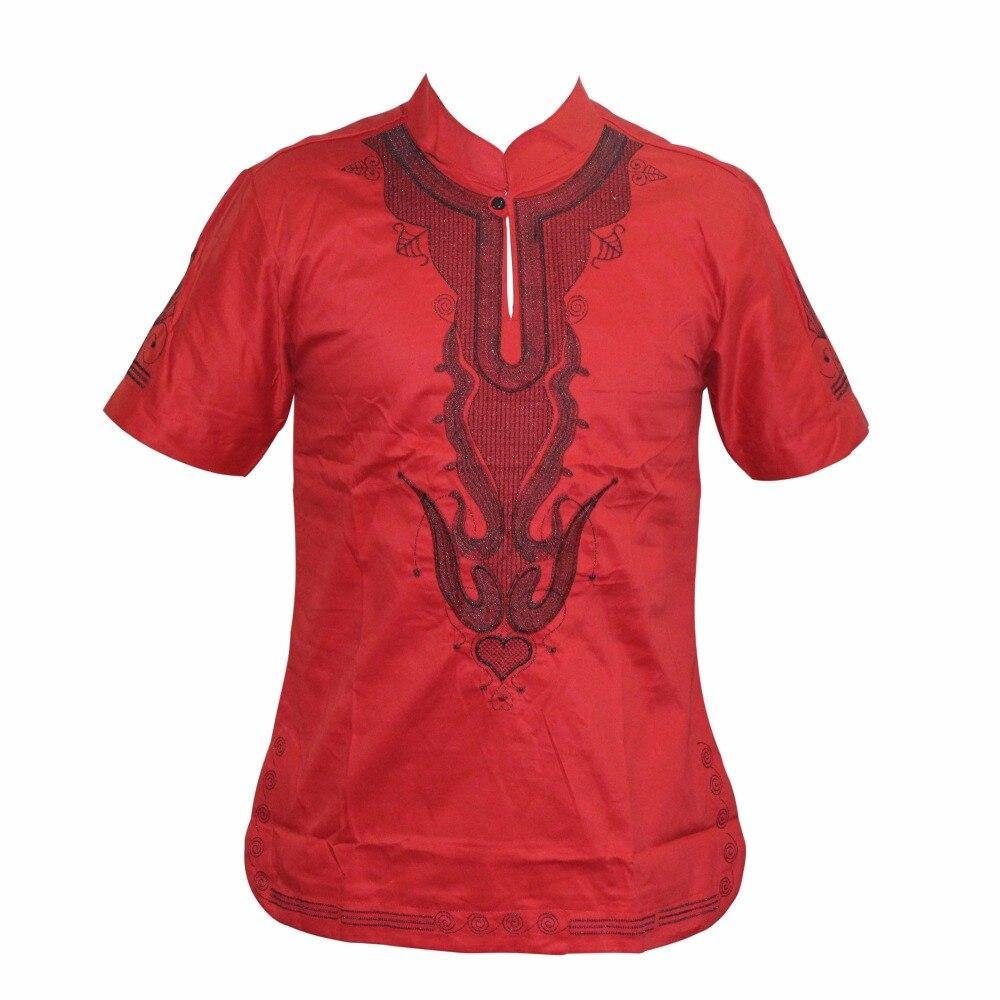Mr Hunkle Embroidery Summer t-shirt Mandarin Collar Short Sleeve Men's Top Tee Smooth Casual African Traditional Dashiki Shirt - Surprise store