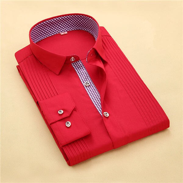 2016 Spring New Arrival Men Dress Shirts High Quality Male Long Sleeve Three Dimensional Married Groom Tuxedo Shirt S-4XL M024