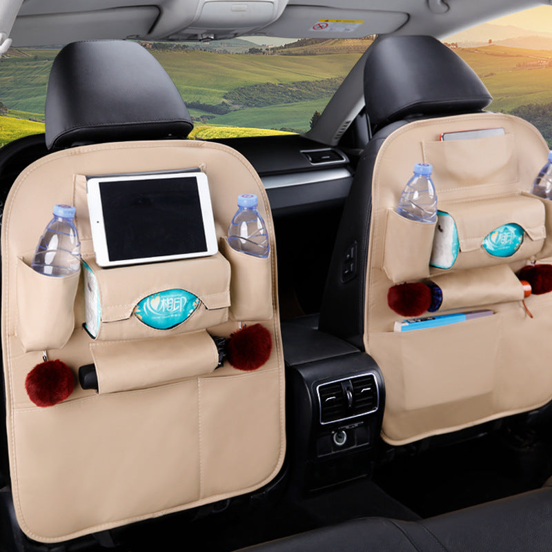 Pu Leather Pad Bag Car Seat Back Organizer Foldable Table Tray Travel Storage Bag Foldable Dining Table Car Seat Storage Bag