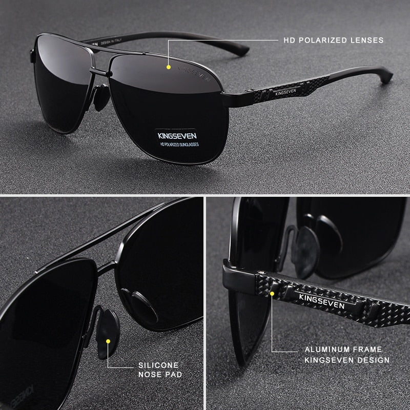 KINGSEVEN 2021 Brand Men Aluminum Sunglasses Polarized UV400 Mirror Male Sun Glasses Women For Men Oculos de sol