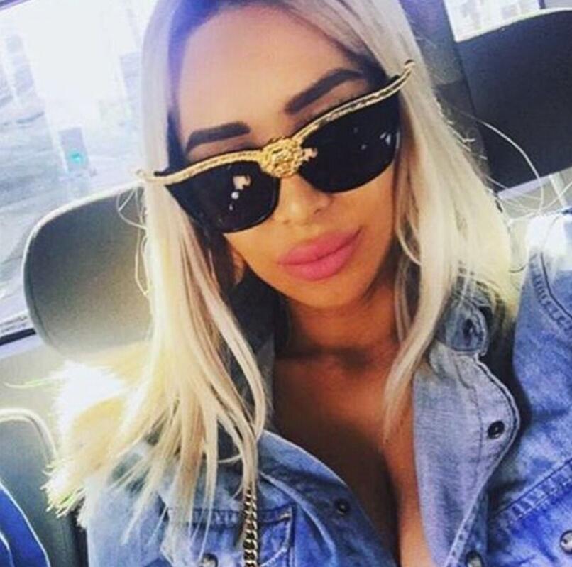Oversized Cat Eye Sunglasses Women Brand Designer Head Luxury Sun Glasses For Womens Gold Retro Woman Sunglass Shades