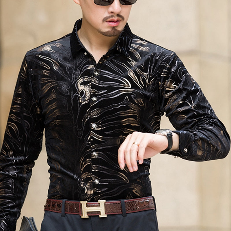 Mu Yuan Yang New men long sleeved shirts with high quality flannel black shirt slim fit mens clothing 50 % off big size 3XL