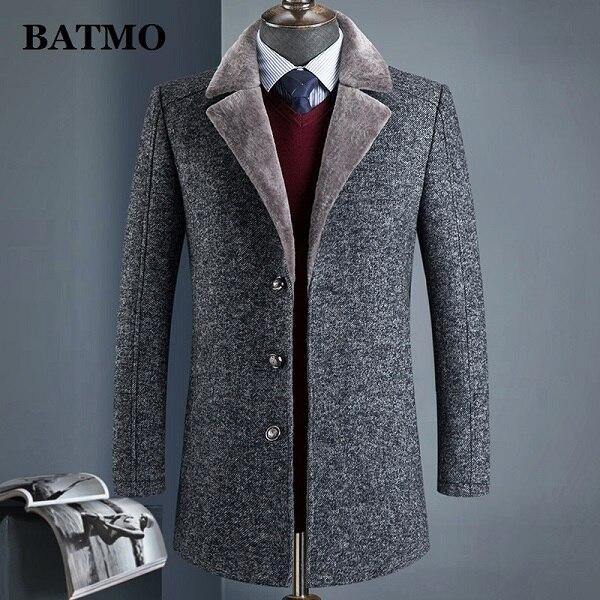 BATMO 2020 new arrival winter high quality wool thicked trench coat men,men's gray wool jackets ,plus-size M-4XL,AL41 - Surprise store