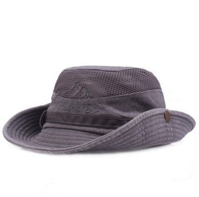 XdanqinX Adult Men's Cap Summer Mesh Breathable Retro 100% Cotton Bucket Hat Panama Jungle Fishing Hats Novelty Dad's Beach Cap