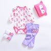 2020 Baby Girl Clothes 4pcs Clothing set Pink Cotton Romper White Dot Pant Heart Shoes Cuties Hat Newborn Clothes