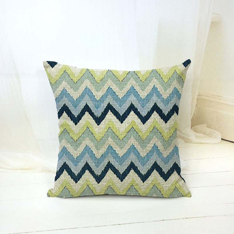 EHOMEBUYCushion Cover Green Blue Striped Cushions Home Decor Living Room Seat Printed Pillowcases Cover For Cushion Sofa