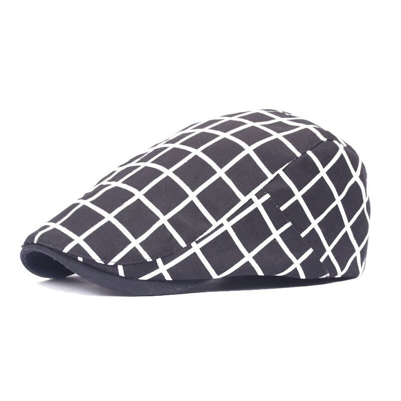 DT595 Fancy Plaid Flap Newsboy Caps Men Women Spring Summer Duckbill Ivy Cap Adjustable Gorras Planas Men Hat Beret Caps Women